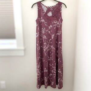 NWOT Garnet Hill Green Cotton Tencel Lace Detail Long Nightgown Sleeveless XS